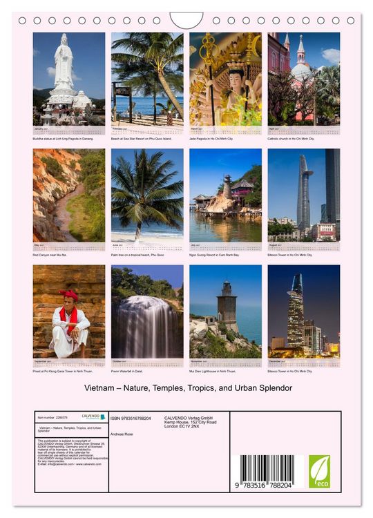 Produktbild: Vietnam &ndash; Nature, Temples, Tropics, and Urban Splendor (Wall Calendar 2027 DIN A4 portrait), CALVENDO 12 Month Wall Calendar