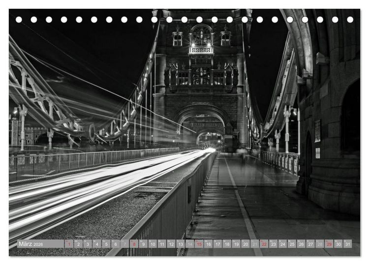 Produktbild: London in Schwarz-Wei&szlig; (Tischkalender 2026 DIN A5 quer), CALVENDO Monatskalender