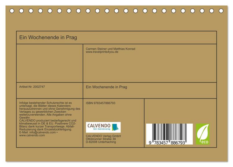 Produktbild: Ein Wochenende in Prag (Tischkalender 2026 DIN A5 quer), CALVENDO Monatskalender