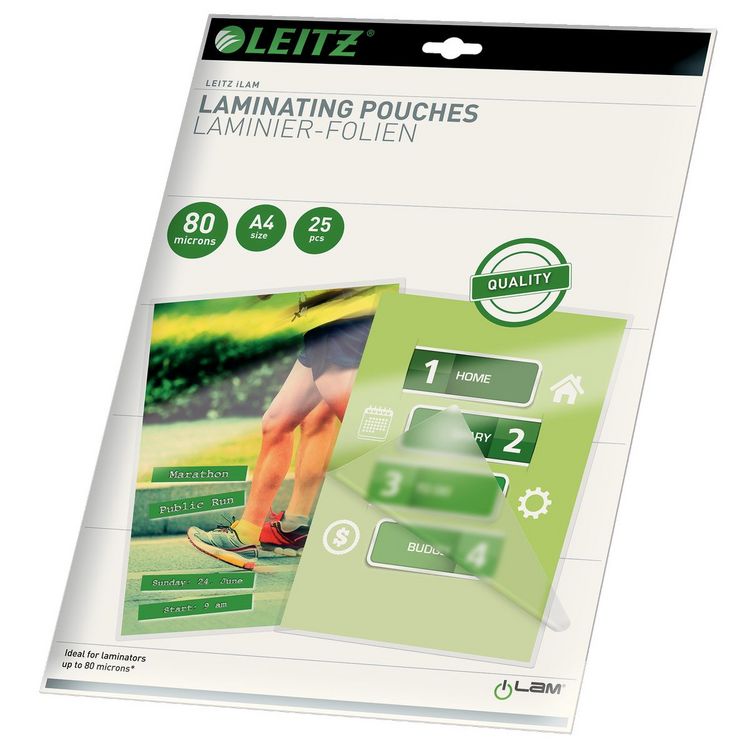 Produktbild: LEITZ Laminierfolien 80&micro; transparent DIN A4 25 St&uuml;ck