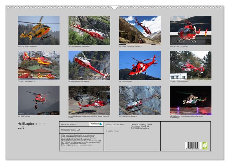 Produktbild: Helikopter in der Luft (Wandkalender 2026 DIN A2 quer), CALVENDO Monatskalender