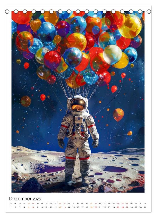 Produktbild: Astronauten - viel los im All (Tischkalender 2026 DIN A5 hoch), CALVENDO Monatskalender