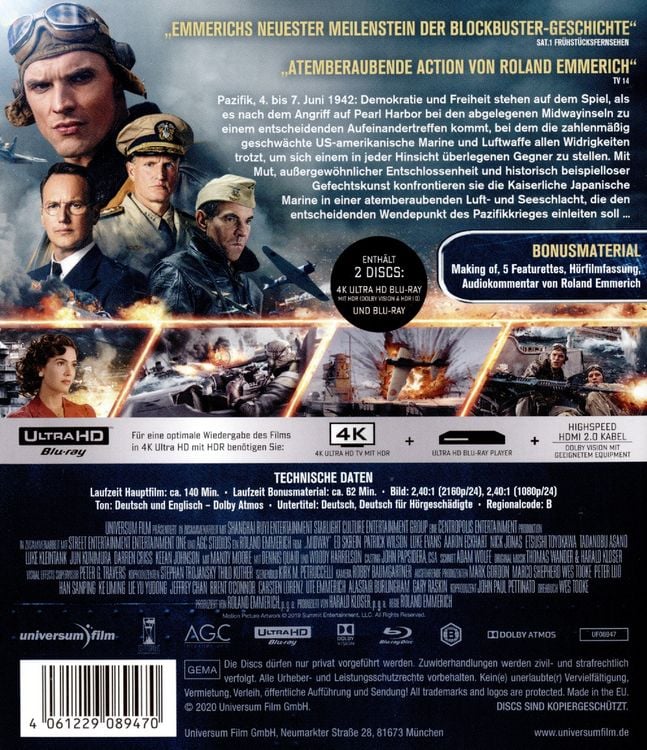 Produktbild: Midway - F&uuml;r die Freiheit (4K Ultra HD) (+ Blu-ray 2D)