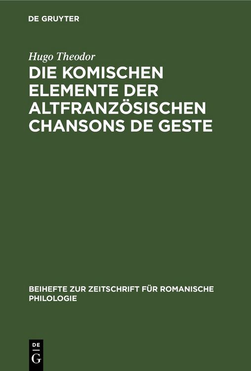Produktbild: Die komischen Elemente der altfranz&ouml;sischen chansons de geste