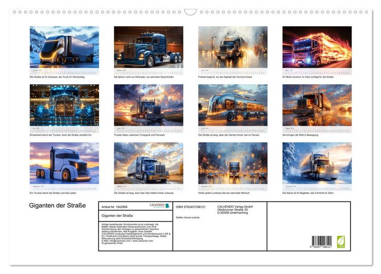 Produktbild: Giganten der Stra&szlig;e (Wandkalender 2026 DIN A2 quer), CALVENDO Monatskalender
