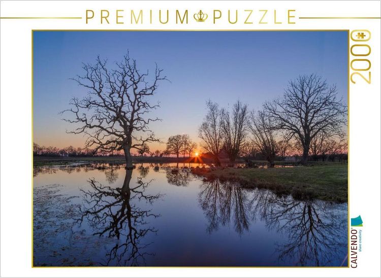 Produktbild: CALVENDO Puzzle Spiegelglatter Teich bei Sonnenuntergang im M&auml;rz | 2000 Teile Lege-Gr&ouml;&szlig;e 90x67cm Foto-Puzzle f&uuml;r gl&uuml;ckliche Stunden