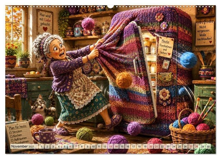 Produktbild: Die strickende Oma (Wandkalender 2027 DIN A2 quer), CALVENDO Monatskalender