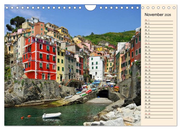 Produktbild: Cinque Terre - Malerische, vertr&auml;umte D&ouml;rfer an der ligurischen K&uuml;ste (Wandkalender 2026 DIN A4 quer), CALVENDO Monatskalender