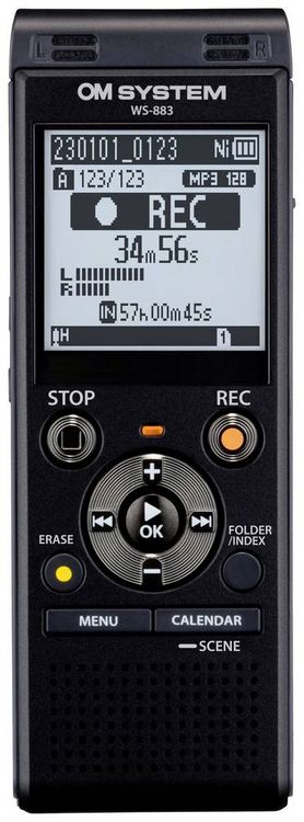 Produktbild: OM System WS-883 Digitales Diktierger&auml;t Aufzeichnungsdauer (max.) 2080 h Schwarz