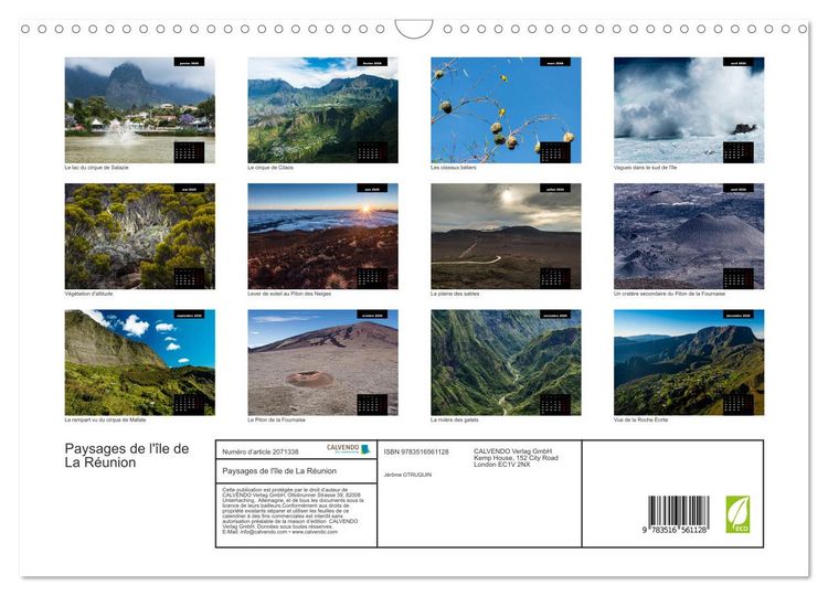 Produktbild: Paysages de l'&icirc;le de La R&eacute;union (Calendrier mural 2026 DIN A3 vertical), CALVENDO calendrier mensuel