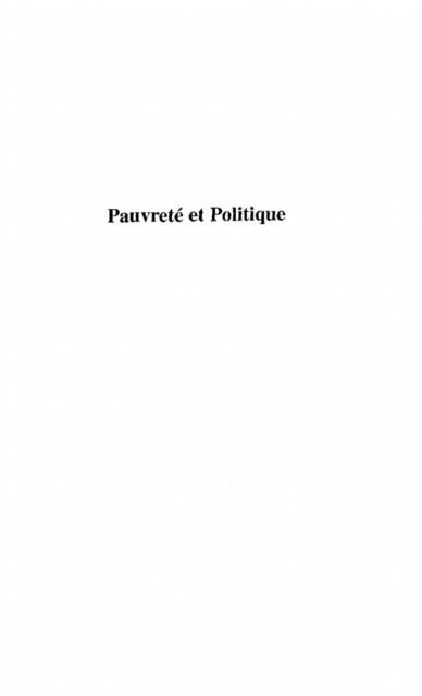 Produktbild: Pauvrete et politique