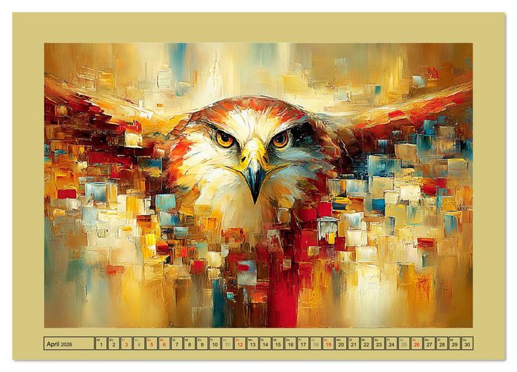 Produktbild: Majest&auml;ten der L&uuml;fte. Raubv&ouml;gel zwischen Himmel und Kunst (hochwertiger Premium Wandkalender 2026 DIN A2 quer), Kunstdruck in Hochglanz