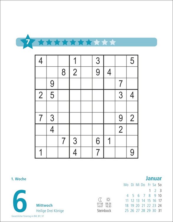 Produktbild: Stefan Heine Sudoku mittel bis schwierig Tagesabrei&szlig;kalender 2027