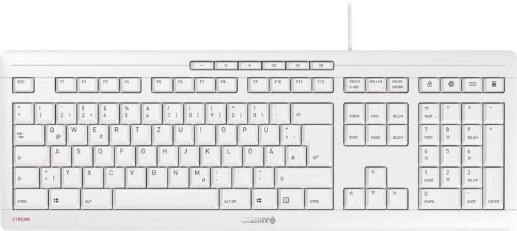 Produktbild: CHERRY Stream USB Tastatur Deutsch, QWERTZ Hellgrau