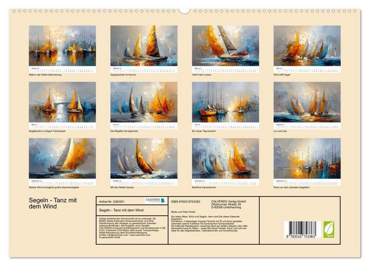 Produktbild: Segeln - Tanz mit dem Wind (hochwertiger Premium Wandkalender 2027 DIN A2 quer), Kunstdruck in Hochglanz