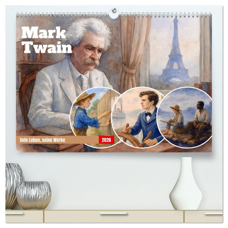 Produktbild: Mark Twain (hochwertiger Premium Wandkalender 2026 DIN A2 quer), Kunstdruck in Hochglanz