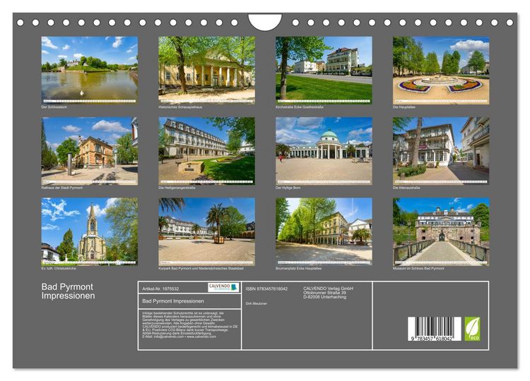 Produktbild: Bad Pyrmont Impressionen (Wandkalender 2026 DIN A4 quer), CALVENDO Monatskalender