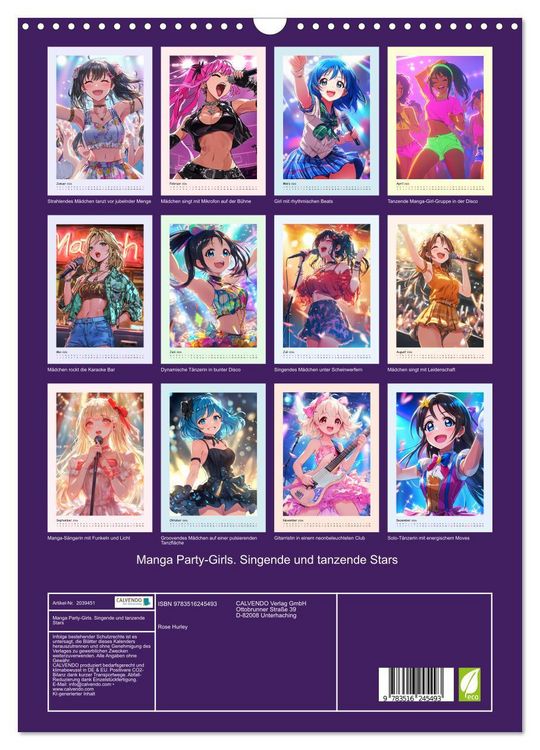 Produktbild: Manga Party-Girls. Singende und tanzende Stars (Wandkalender 2026 DIN A3 hoch), CALVENDO Monatskalender