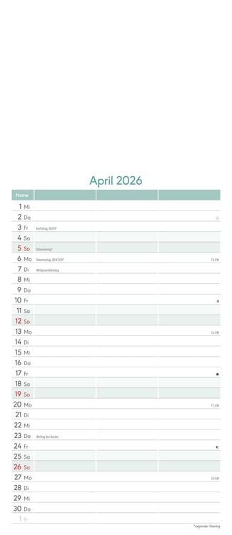 Produktbild: Kreativ-Kalender Planer für 2 2026 - 3 Spalten - 19,5x45 cm - Foto, Malen, Basteln - datiert - Kreativkalender - Foto-Kalender - Alpha Edition