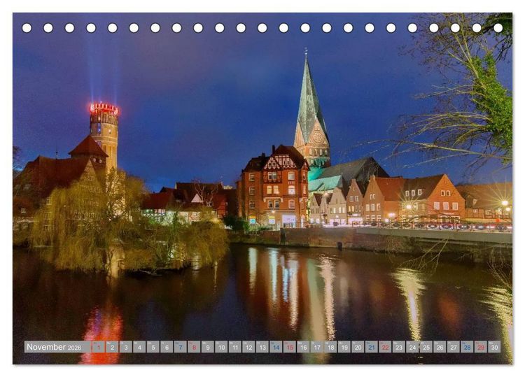Produktbild: L&uuml;neburg - Eine mittelalterliche und romantische Hansestadt (Tischkalender 2026 DIN A5 quer), CALVENDO Monatskalender