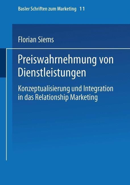 Produktbild: Preiswahrnehmung von Dienstleistungen