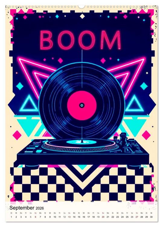 Produktbild: Pop Neon Patterns - The Memphis 90s Collection (Wandkalender 2026 DIN A2 hoch), CALVENDO Monatskalender
