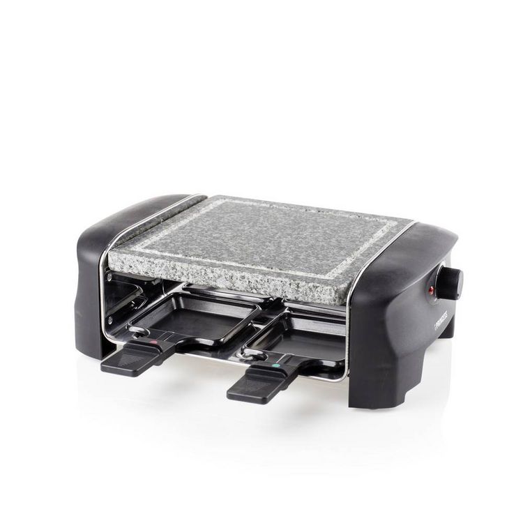Produktbild: Princess 01.162810.01.001 Raclette 4Pf&auml;nnchen, Antihaftbeschichtung, mit Grillstein Schwarz