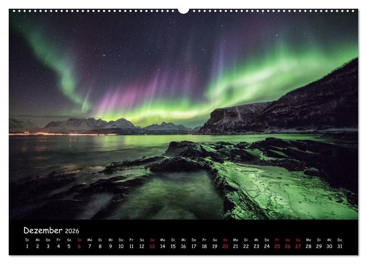 Produktbild: Nordlichtkalender (Wandkalender 2026 DIN A2 quer), CALVENDO Monatskalender