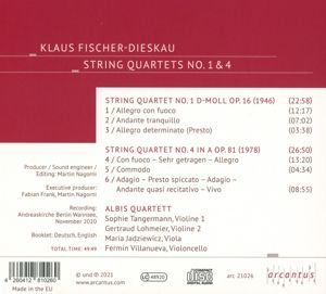Produktbild: Albis Quartett: Streichquartette 1 und 4