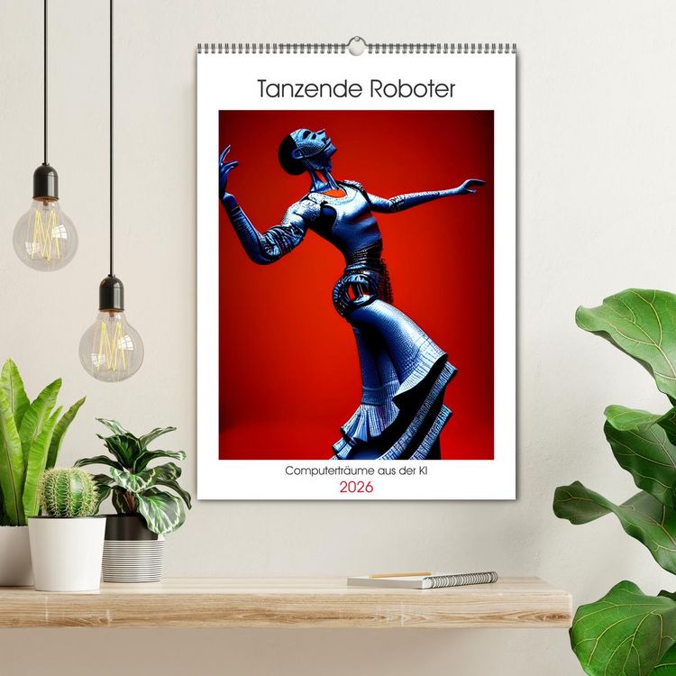 Produktbild: Tanzende Roboter - Computertr&auml;ume aus der KI (Wandkalender 2026 DIN A2 hoch), CALVENDO Monatskalender