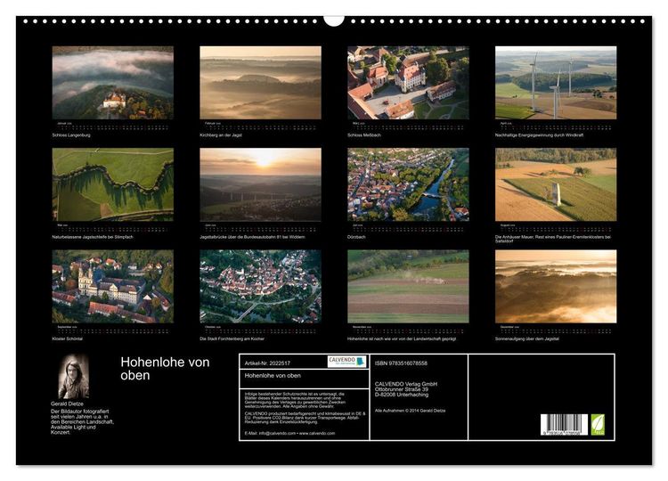 Produktbild: Hohenlohe von oben (Wandkalender 2026 DIN A2 quer), CALVENDO Monatskalender