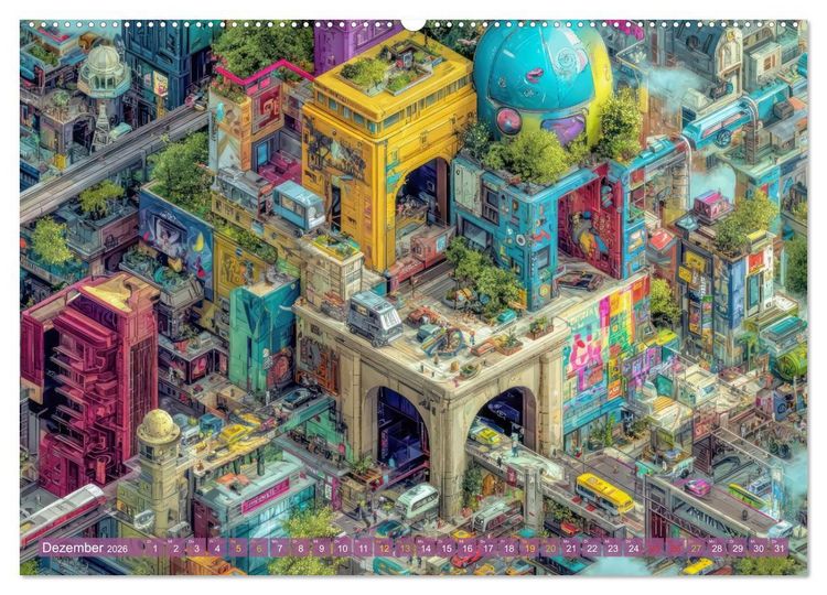 Produktbild: Stadtleben - Mit leicht schrulligen Bewohnern (hochwertiger Premium Wandkalender 2026 DIN A2 quer), Kunstdruck in Hochglanz