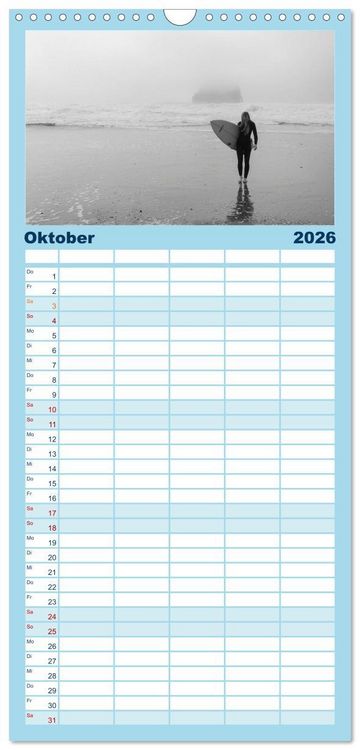 Produktbild: Familienplaner 2026 - Surfen - so cool mit 5 Spalten (Wandkalender, 21 x 45 cm) CALVENDO