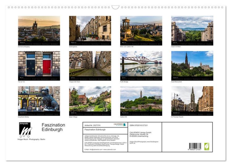 Produktbild: Faszination Edinburgh (Wandkalender 2026 DIN A2 quer), CALVENDO Monatskalender
