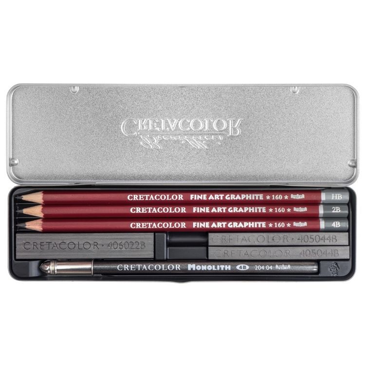 Produktbild: Cretacolor Bleistift Fine Art Graphite Pocket Set, 9er Metalletui