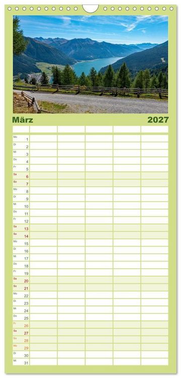 Produktbild: Familienplaner 2027 - Der Reschensee - ein Panormanen-Abenteuer mit 5 Spalten (Wandkalender, 21 x 45 cm) CALVENDO