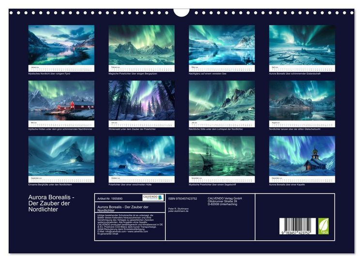 Produktbild: Aurora Borealis - Der Zauber der Nordlichter (Wandkalender 2026 DIN A3 quer), CALVENDO Monatskalender