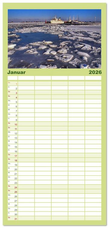 Produktbild: Familienplaner 2026 - Schleswig-Holstein Du bist so sch&ouml;n mit 5 Spalten (Wandkalender, 21 x 45 cm) CALVENDO