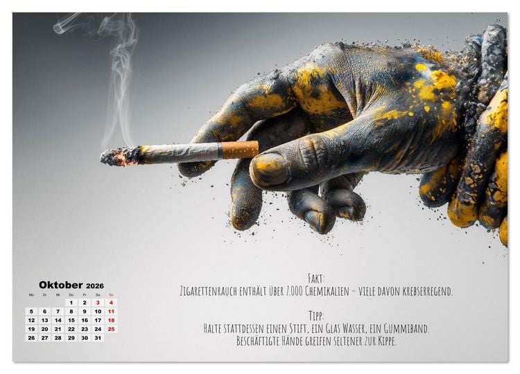 Produktbild: Nichtraucher Kalender - Rauchfrei werden mit Fakten und Tipps f&uuml;r Raucher (Wandkalender 2026 DIN A3 quer), CALVENDO Monatskalender