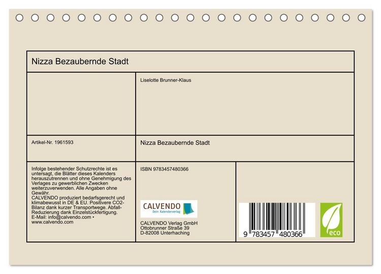 Produktbild: Nizza Bezaubernde Stadt (Tischkalender 2026 DIN A5 quer), CALVENDO Monatskalender