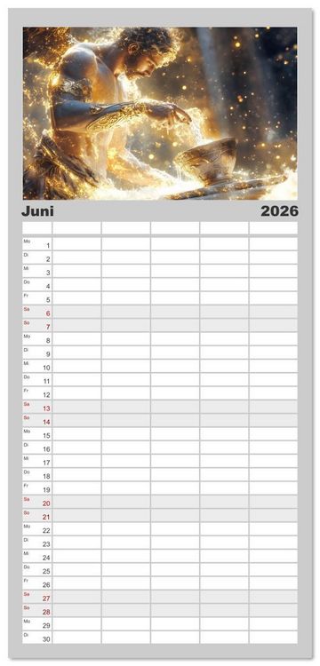 Produktbild: Familienplaner 2026 - G&ouml;tterfunken mit 5 Spalten (Wandkalender, 21 x 45 cm) CALVENDO