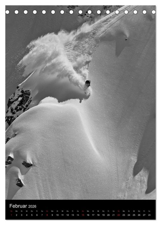 Produktbild: Monochrome Ski (Tischkalender 2026 DIN A5 hoch), CALVENDO Monatskalender