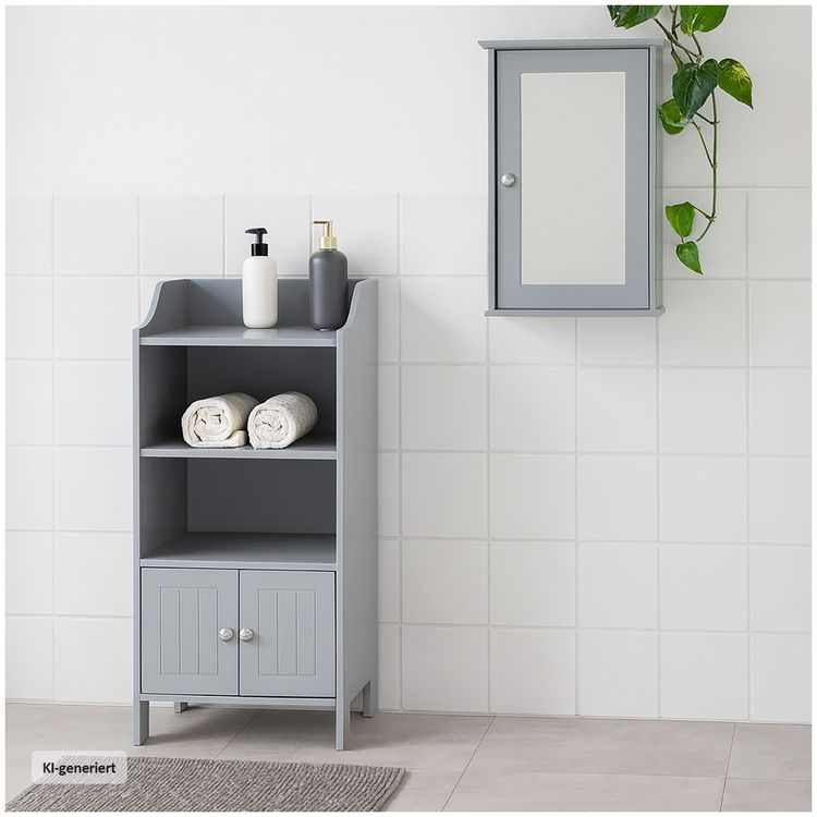 Produktbild: HTI-Living Bad Spiegelschrank im Landhaus Stil Holz Grau Wandspiegel mit Stauraum 34x53x15 cm