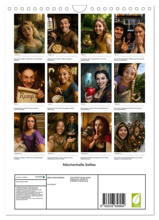 Produktbild: M&auml;rchenhafte Selfies (Wandkalender 2026 DIN A4 hoch), CALVENDO Monatskalender
