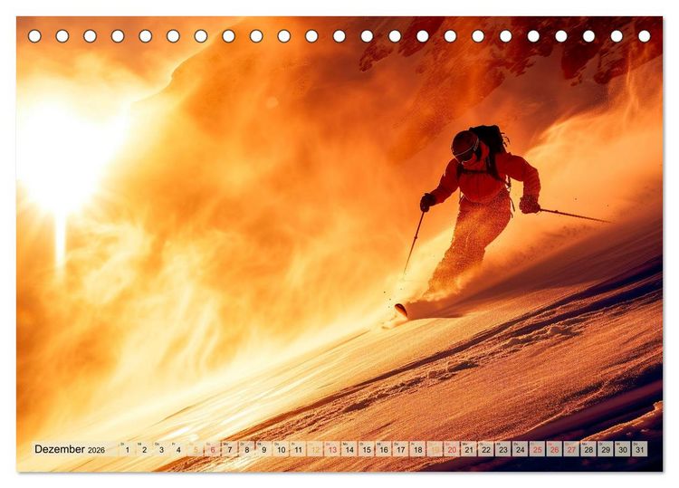 Produktbild: Skifahren - tolle Momente (Tischkalender 2026 DIN A5 quer), CALVENDO Monatskalender