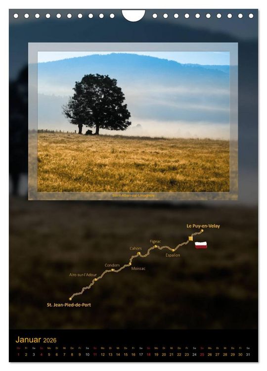 Produktbild: Jakobsweg Via Podiensis (Wandkalender 2026 DIN A4 hoch), CALVENDO Monatskalender