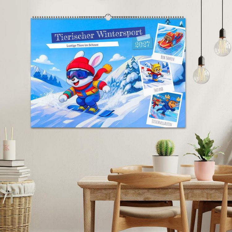 Produktbild: Tierischer Wintersport - Lustige Tiere im Schnee (Wandkalender 2027 DIN A2 quer), CALVENDO Monatskalender