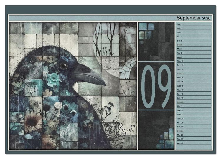 Produktbild: Crows. Shades of the Unseen. Art. (High Quality Premium Wall Calendar 2026 DIN A2 landscape),CALVENDO 12 Month Wall Calendar