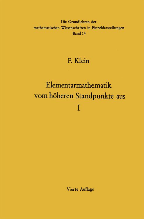 Produktbild: Elementarmathematik Vom H&ouml;heren Standpunkte Aus
