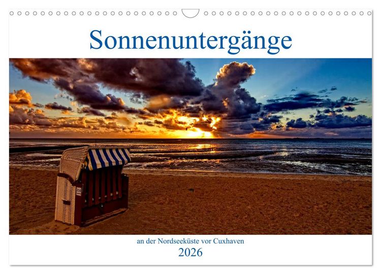 Produktbild: Sonnenunterg&auml;nge, an der Nordseek&uuml;ste vor Cuxhaven (Wandkalender 2026 DIN A3 quer), CALVENDO Monatskalender